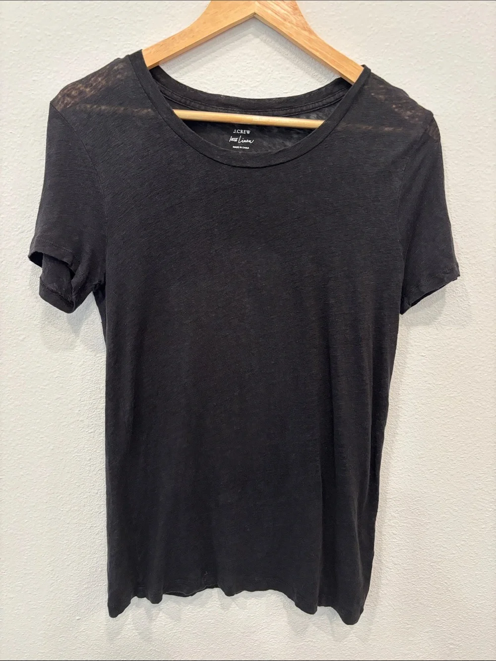 J. Crew Women’s 100% Linen Black Short Sleeve Crewneck Tee Size S